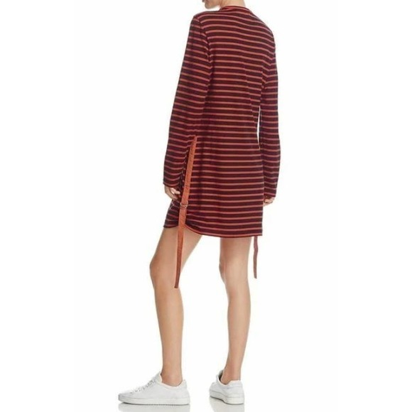 Derek Lam 10 Dress S Crosby Womens T-Shirt Dress Striped Ruched
